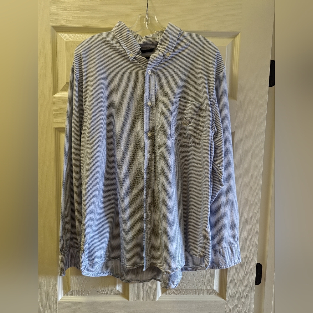 CHAPS by Ralph Lauren Button Down Shirt Mens Size XLarge White Blue Striped